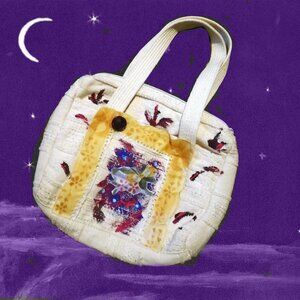 Boho Art Purse is OOAK Vintage 70s Wearable Art - Hippie Cottagecore Bag